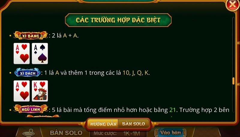 Các trường hợp thắng đặc biệt trong xì dách Sunwin